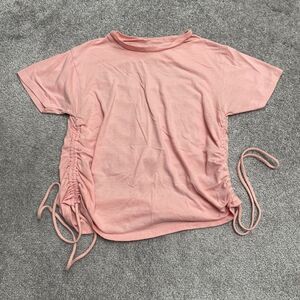 Onfire Ruched Backless Top Juniors Medium Pink Cotton Crew Neck Short Sleeve